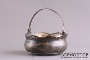 Сахарница с ручкой. Серебро 875 пробы. СССР, 50-е годы 20 в.
