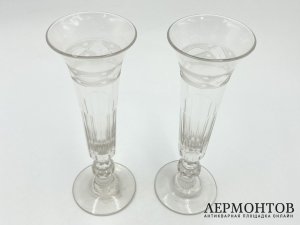 Бокалы для шампанского флейты. Россия, Императорский стеклянный завод, 19 век.