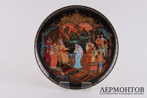 Тарелки из серии Русские сказки. СССР,  Палех, 1989-1990-е гг. Фарфор, деколь.