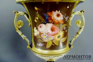 Парные вазы. Фарфор, ручная роспись. Франция, XIX век. 