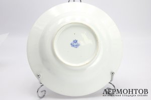 Тарелка Пословицы. Российская империя, Корниловы,1880е гг. Фарфор, деколь.