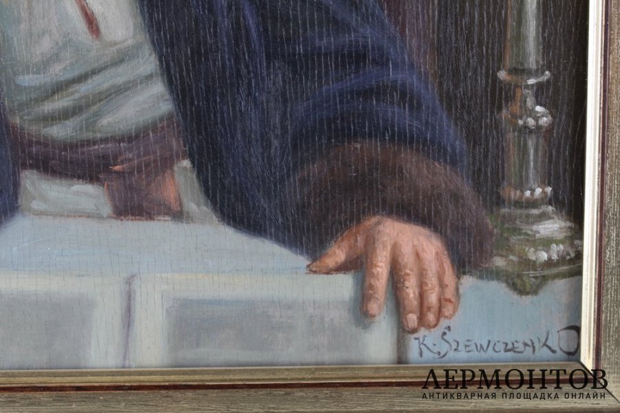 Картина. Раввин за чтением. Художник К. Шевченко. Дерево, масло.