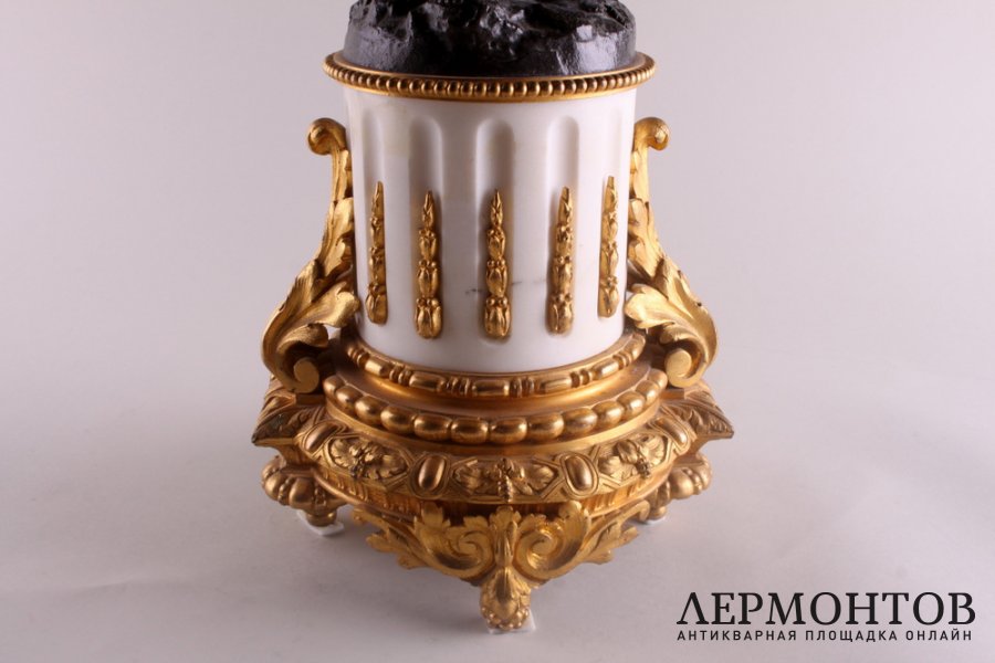 Каминная тройка. За чтением. Lemerle-Charpentier et Cie. Бронза, литье. Франция, кон. 19 в