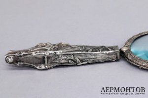 Лупа с ручкой, украшенной головой лошади. Модерн. Европа, 1900е гг. Серебрение
