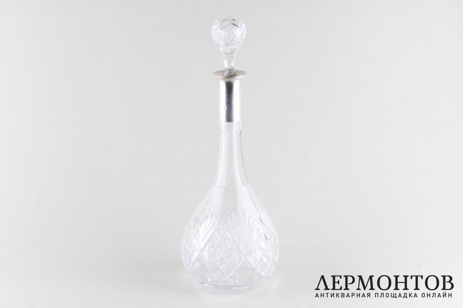 Графин. Хрусталь, серебро 800 пробы. Германия, 1900е-1930е.
