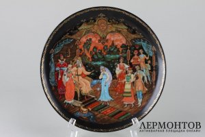 Декоративная тарелка с сюжетом из Русской сказки. Снегурочка. Жар-Птица. Холуй, ЛФЗ.