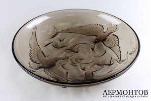 Глубокое блюдо art dеco из коричневого стекла. Verlys. Франция, 1930-е годы