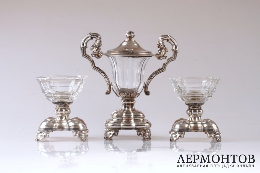 Сервировочный набор Courtois. Серебро 950, хрусталь. 1834-1837 годы. Франция