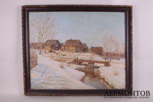 Картина. Солнечный день. Начало весны.  Каманин Александр Михайлович. Холст, масло. 1950 г.  