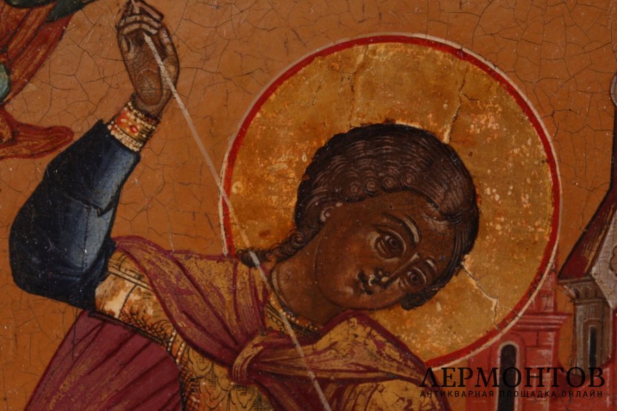 Икона. Святой Георгий Победоносец. Дерево, левкас, темпера. Россия, середина XIX века