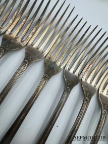Набор столовых приборов на 12 персон. Металл, серебрение, Christofle, 1935–1950-е