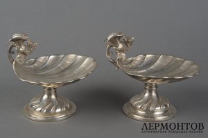 Парные икорницы. Австро - Венгрия. Кон. 19- нач. 20 вв. Серебро 800 пробы.