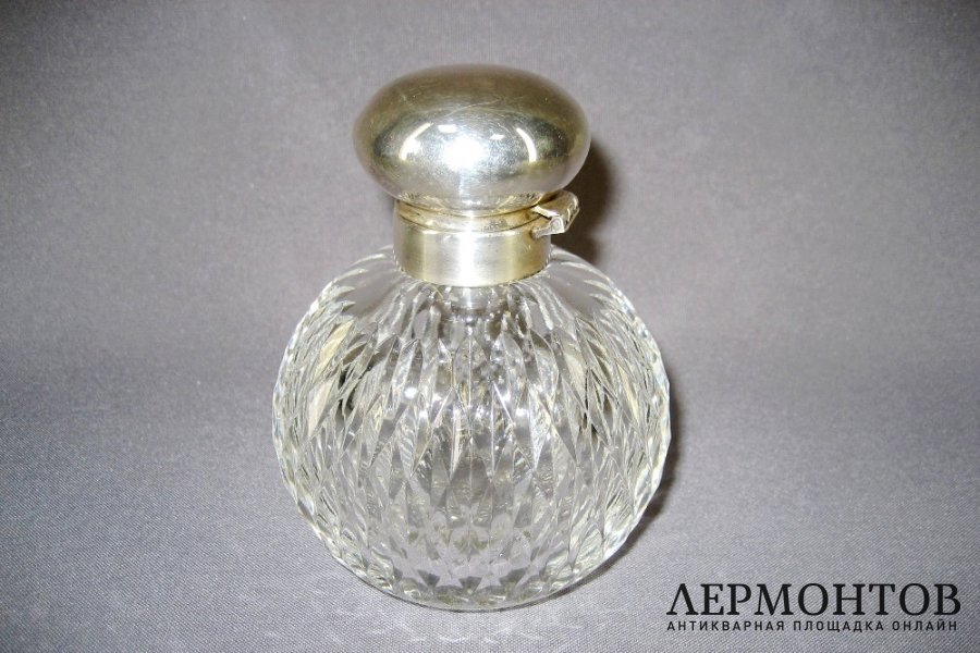 Флакон для духов. Серебро 925 пробы, хрусталь. Англия, ХХ.