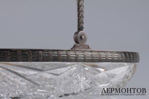 Ваза для конфет с ручкой. Россия, 15 Артель. Серебро 84, хрусталь.