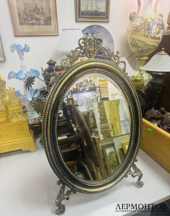 Настольное и подвесное зеркало с фигурным декором. Металл, Фраже, нач. 20 в.