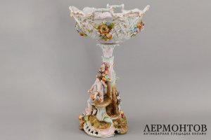 Ваза для фруктов Амур и Психея. Фарфор, роспись. Германия, Ширхольц, 1867 - 1911.