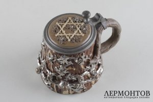 Пивная кружка с накладным рельефом в виде виноградной лозы. Германия, Villeroy Boch.