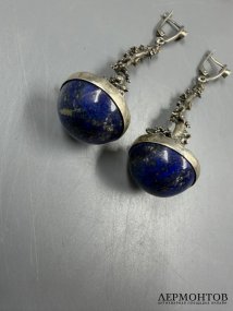 Серьги с лазуритом. Серебро 925 пробы, Россия