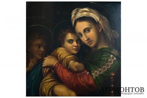 Икона Богоматерь Трех Радостей в серебряной басме. Икона кон. ХVIII - нач. XIX вв.