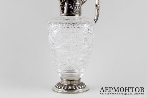 Графин для воды и вина в стиле ампир. Серебро 800, хрусталь. Германия, кон. XIX в.