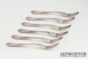 Набор вилок в стиле неоклассика на 6 персон. Российская Империя, Н. Павлов, 1908-1917