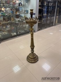 Церковный напольный подсвечник. Латунь, фирма Оловянишниковых, Россия, конец 19 века