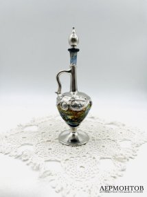 Флакон для благовоний. Серебро 925 пробы, цветное стекло, Западная Европа, начало 20 века