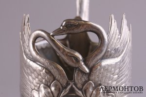 Подстаканник Лебеди. Серебро 875. СССР, Москва, Московский ювелирный завод.
