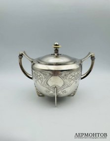 Сахарница в стиле модерн. Серебро 84 пробы, 5-я артель, Россия, 1908–1917 годы