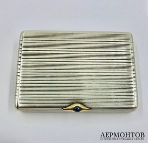 Портсигар с дарственной надписью Л. М. Нуллеру. Серебро 84 пробы, Россия, 1908–1917 годы