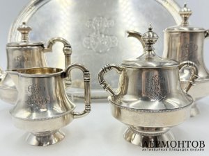 Сервиз в Неорусском стиль. Россия, 1882 год. Серебро 84 пробы, кость.