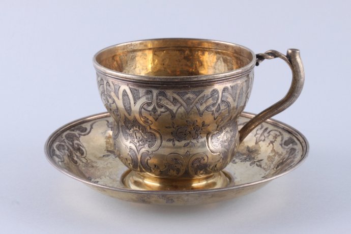 Чайная пара. Жолпин Николай. Серебро 84 пробы. Россия, Санкт-Петербург, 1856 год.
