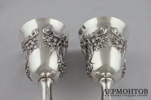 Крупные серебряные бокалы. Серебро 800 пробы. Европа
