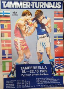 Большая спортивная афиша Бокс Tammer-Turnaus. 1989 год.