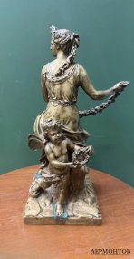 Скульптурная группа «Флора и Амур». Бронза, по модели А. Куазевокса, F. Barbedienne, Франция, конец 19 века