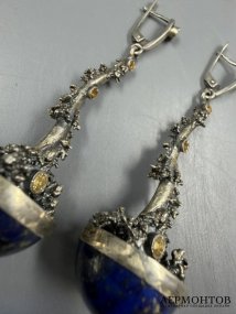 Серьги с лазуритом. Серебро 925 пробы, Россия