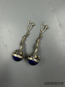 Серьги с лазуритом. Серебро 925 пробы, Россия