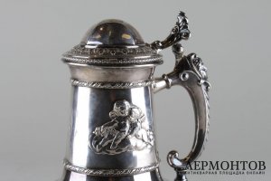 Кружка в стиле неоренессанс. Серебро 835 пробы. Швеция.
