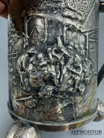 Пивная кружка с крышкой. Металл, серебрение, P. Jessen, Дания, 1960–1970 годы