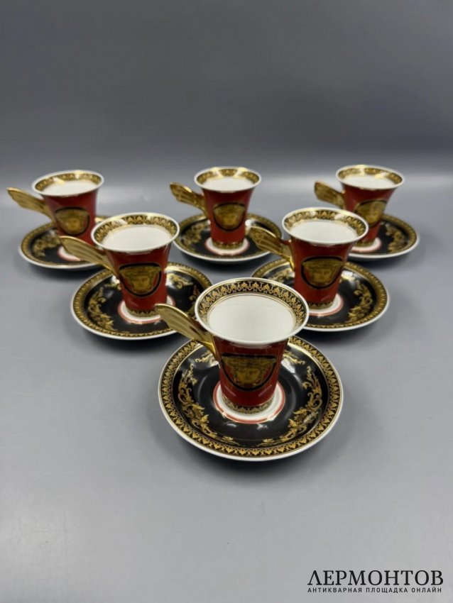 Набор кофейных пар на 6 персон. Фарфор, Rosenthal и Versace, Германия