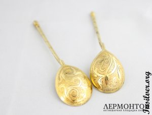 Две чайные ложки. 1857 год. Серебро 84. Россия