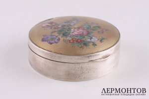 Шкатулка с эмалью гильоше. Серебро 900 пробы. Австрия.