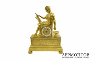 Каминные часы Ампир А. Македонский. Франция, Париж, 1800-1820-е гг. Бронза, литье.