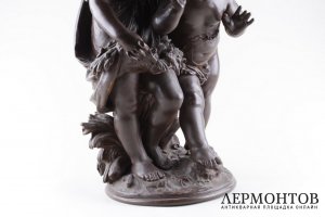 Скульптура Дети с птенцами. Бронза. Франция. Авт. Auguste Moreau.