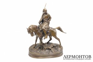 Скульптурная композиция Охотник на лошади. Франция, Париж, P.-J. Mene, 19 век. Бронза