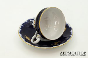 Кофейная пара с кобальтовым декором. Германия, мануфактура Weimar, 1950-1980 гг.