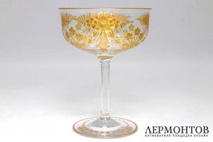 Ваза, конфетница Цветы. Стекло, резьба, золочение. Европа, 1900-1930е гг.