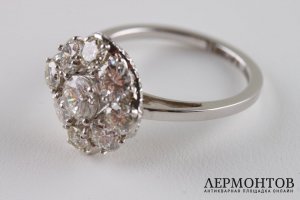 Кольцо малинка в белом золоте с бриллиантами, бренд Темкара. Россия, 2018. Новое.