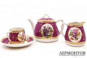Чайный кофейный сервиз Пастушки. СССР, Дулевский фарфоровый завод, 1920-е гг. Фарфор.
