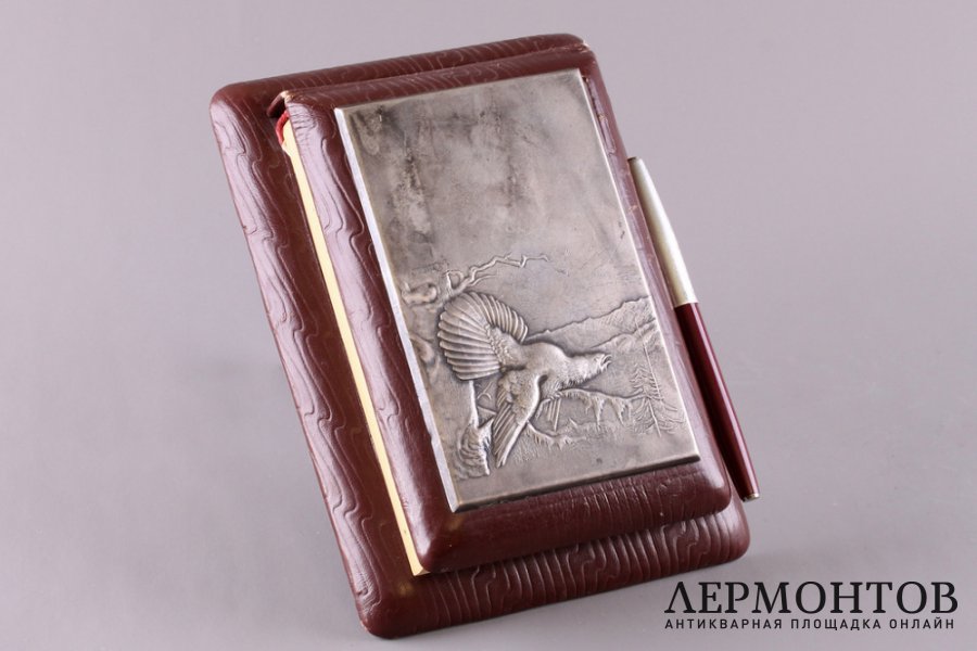 Блокнот настольный с ручкой. Серебро 875. СССР, 1927-1955 гг.
